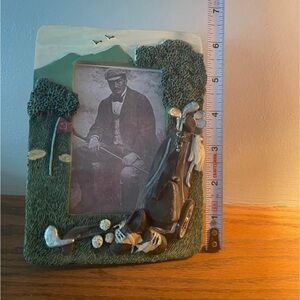 Golf-Themed Picture Frame with Green and Brown Accents
